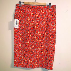 LulaRoe Orange Cassie Skirt size L